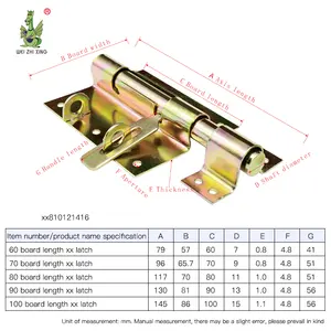 Color-zinc plating Iron latch bolt for home/office/warehouse/ security