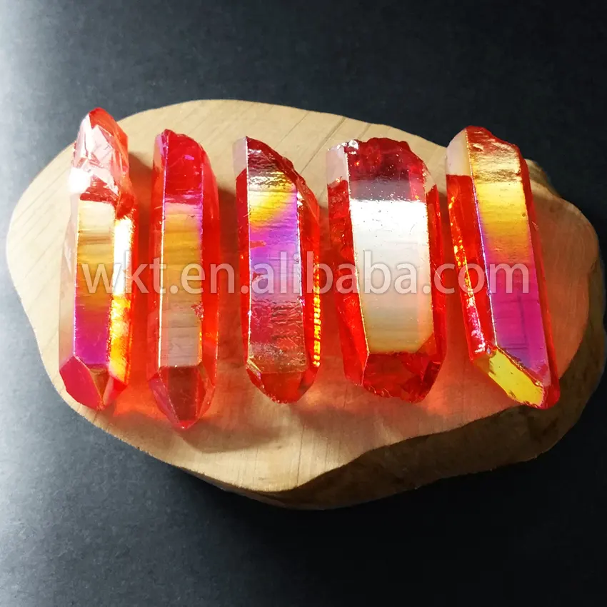 WT-G068 incredibile punto di cristallo di quarzo Aura di fiamma rossa bellissimo cristallo di titanio grezzo punta pietra di quarzo venduto al chilo