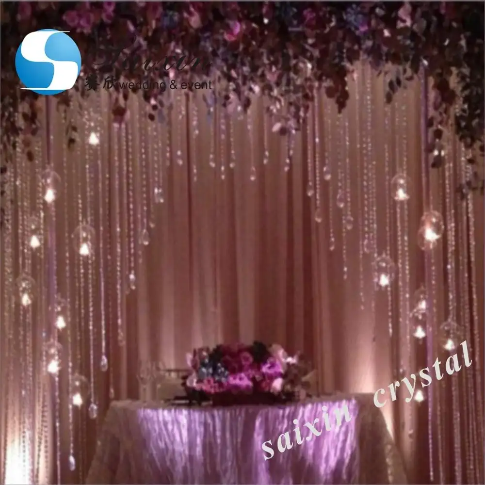 Hermoso evento decoración boda telón de fondo cortinas de cristal