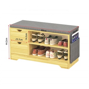Hallway <strong>Shoe</strong> Storage Bench,<strong>Shoes</strong> Cabinet White / Oak <strong>Shoe</strong> <strong>Rack</strong> with Drawer and <strong>Seat</strong> Cushion Wooden (Beech 2 Drawers) - Product Image 3