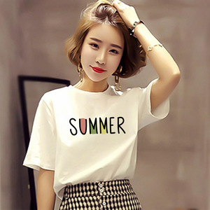 Camisetas para <span class=keywords><strong>mujer</strong></span>, camiseta de talla grande 3XL, camisetas de manga corta con estampado de plumas, camiseta coreana, camisetas Harajuku - Product Image 2