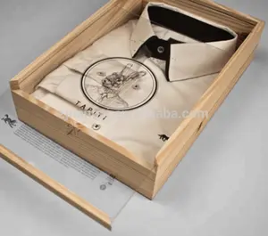 自定义标志木制衬衫包装盒衬衫礼品盒与玻璃窗