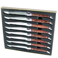 Ensemble de couteaux à steak Laugiole OEM brillant avec revêtement antiadhésif en or PVD