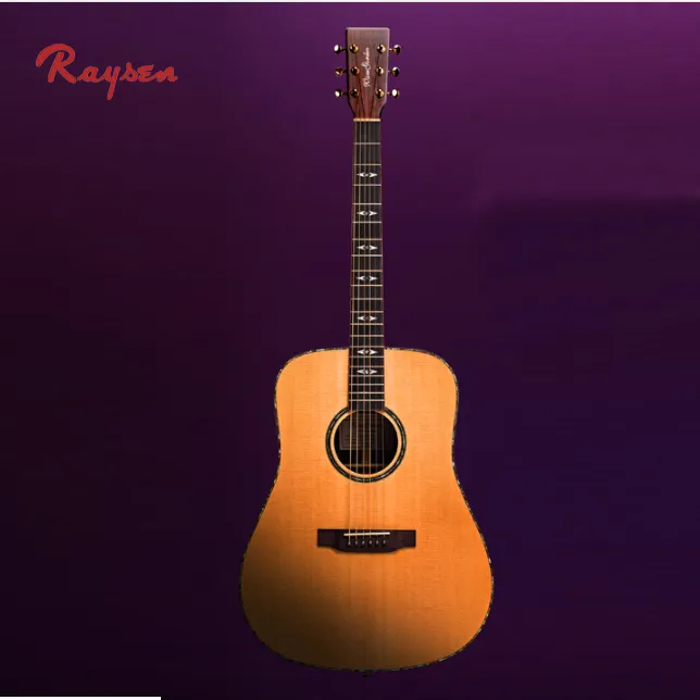 Pengiriman Gratis Gitar Akustik Seluruh Tubuh Padat Buatan Tangan Sitka Cemara + Rosewood