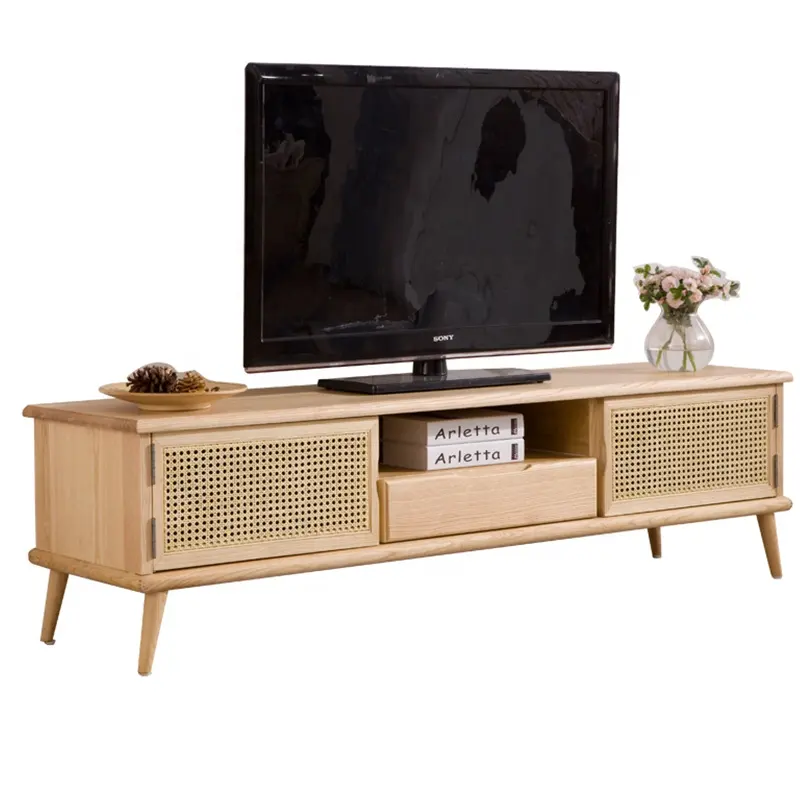 De alta calidad de Hotel del Gabinete de TV de madera sólida nórdicos ratán muebles de la sala de estar Tv