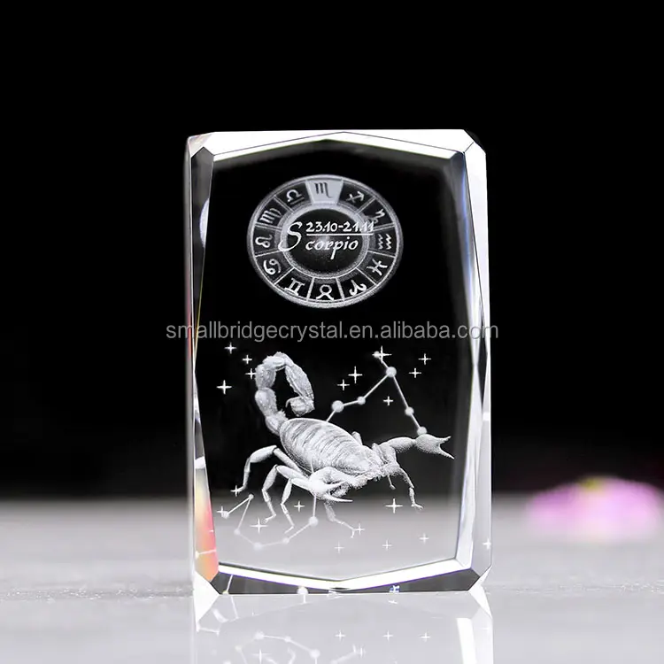 Wholesale Zodiac Scorpio XII Souvenirs Small Size Customize 3d Laser Crystal Cube