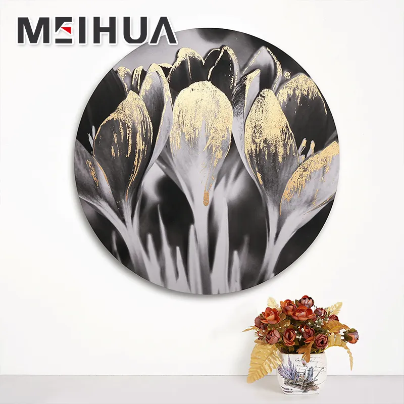 Meihua-lienzo de arte redondo para decoración de pared, Impresión de pantalla de seda impresa abstracta al óleo para decoración del hogar, impresión digital