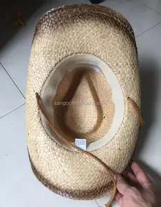 Personnalisé Raphia Paille Logo Brodé Chapeaux de Cowboy