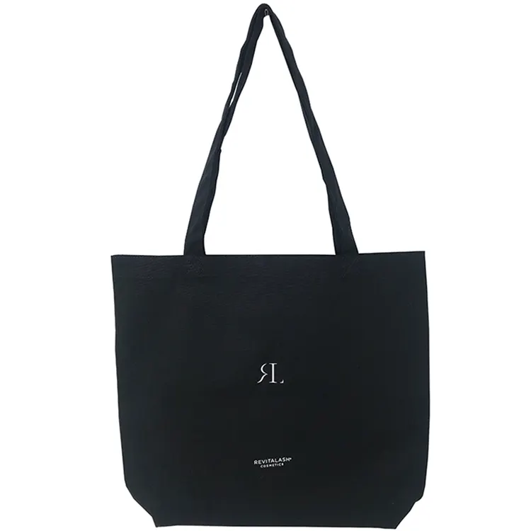 Wholesale canvas storage shopping totebag 12oz cotton canvas tote bag black with custom printed logo
