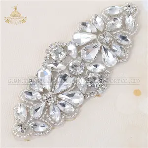 โรงงานราคา clear คริสตัล rhinestone applique ทำด้วยมือลูกปัดสำหรับเจ้าสาวรองเท้า