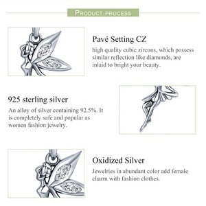 Qings 925 Sterling Silver Tinkerbell Fairy Pendant Charm Với Cubic Zirconia Bracelet Hoặc Dây Chuyền - Product Image 6
