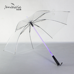 Parapluie LED de sécurité pour la marche nocturne avec poignée lampe torche, parapluie transparent coupe-vent à piles pour la pluie - Product Image 2