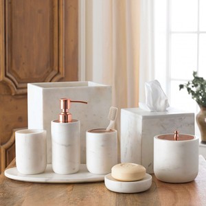 Polished Faux Marble Resin <strong>Bathroom</strong> <strong>Accessories</strong> <strong>Set</strong> - Product Image 2