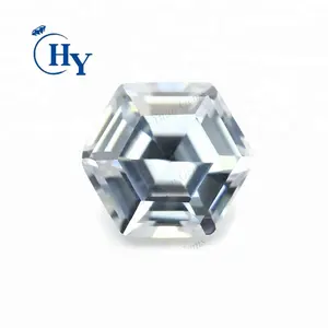 षट्भुज आकार सफेद घन zirconia सिंथेटिक wuzhou cz पत्थर