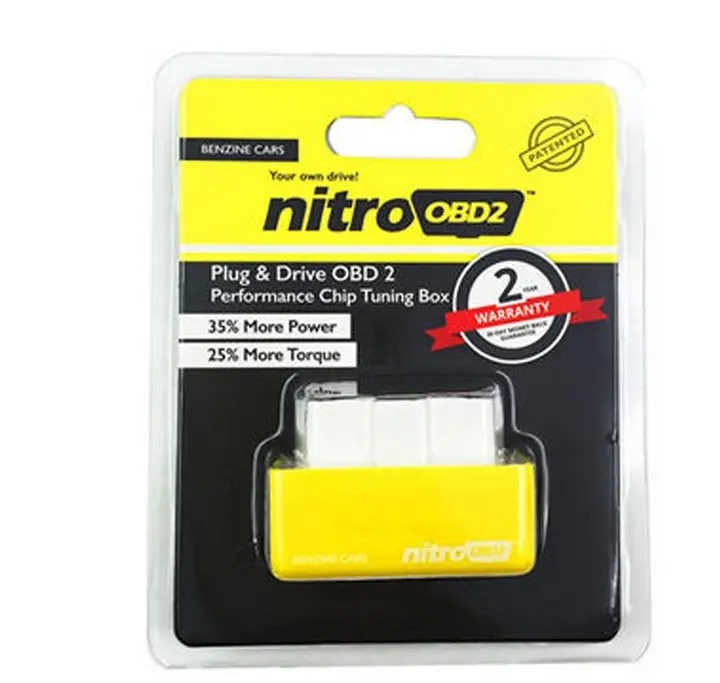 24v obd2 Raise Hidden Power Yellow Nitro OBD2 Benzine Car Chip Tuning Box Plug And Drive NitroOBD2 For Benzine / Gasoline Cars