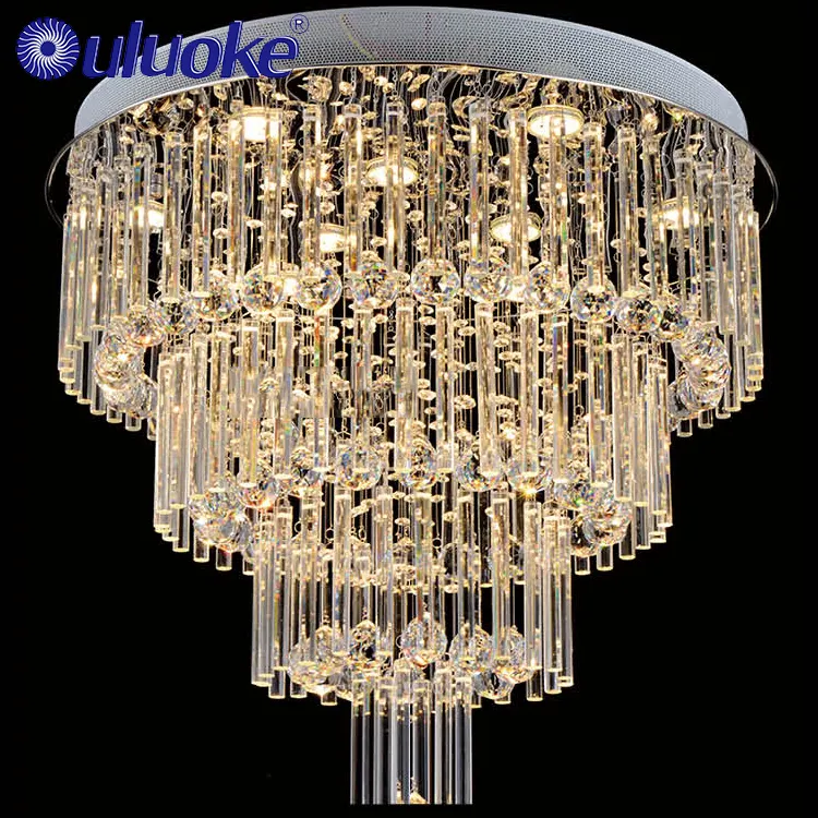 Lustre suspendu en cristal de luxe pour villa de salon à économie d'énergie