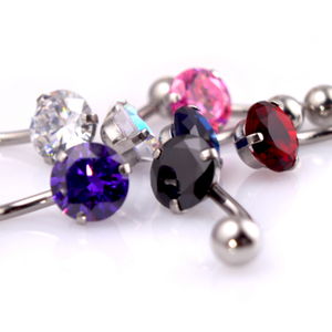 मिश्रित कम MOQ 316L सर्जिकल इस्पात एकल दौर जेड hypoallergenic पेट बटन के छल्ले - Product Image 4