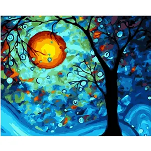 3d Oil Painting On Canvas Dream Tree And Sun Paint By Number Picture On Canvas The Canvas Print Living Room