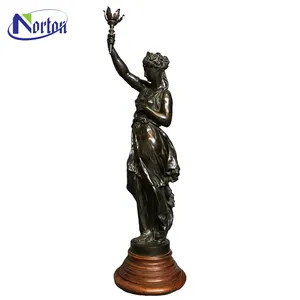 מודרני מקורה שימוש יצוק מתכת פסל מנורת סקסי פליז ליידי איור עתיק אישה ברונזה פסל מנורות NTBS-332Y