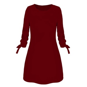 Di Colore Solido di modo Casuale O-Collo Allentato Abiti 3/4 Dell'arco Del Manicotto Elegante Donna Abiti Più Il <span class=keywords><strong>Vestito</strong></span> Da Formato - Product Image 4