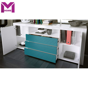 Wooden Modern <strong>White</strong> High <strong>Gloss</strong> LED Lighting <strong>Sideboard</strong> Cabinet Santiago for Living Room - Product Image 3
