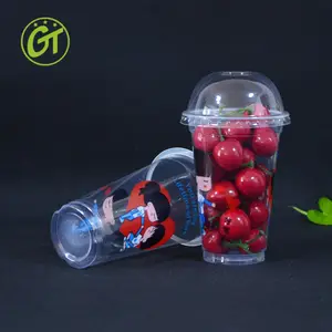 כוס פלסטיק חד פעמי קוקוס שתיית כוסות פלסטיק עם קשיות לשימוש חוזר עבור פראפה מיץ כוס פלסטיק לשימוש חוזר לסלט פירות