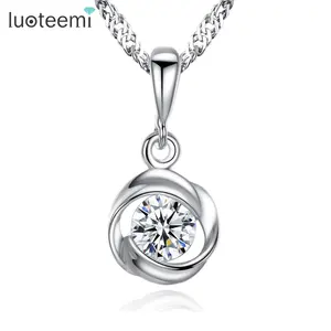 CZCITY Wholesale Woman Bride Popular Hot FashionJewelry Trendy S925 Sterling Silver Pendant Necklace