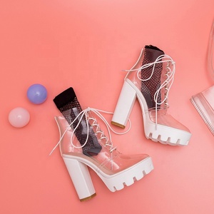 Stivaletti trasparenti trasparenti <span class=keywords><strong>con</strong></span> plateau Color Neon da donna <span class=keywords><strong>con</strong></span> tacco in finta pelle - Product Image 3