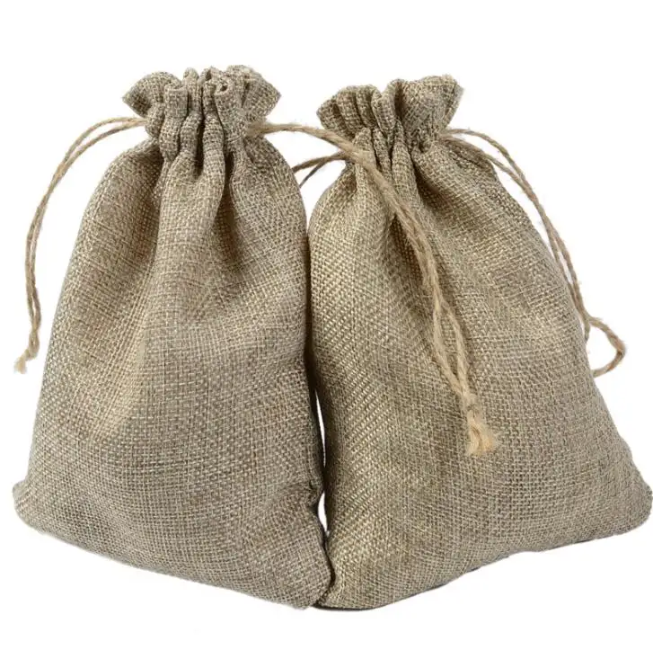 Venta al por mayor biodegradable de cáñamo bolsa de los fabricantes para regalos de navidad 11.5x9CM