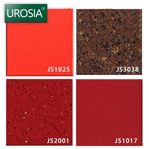 สีส้มสีแดงกระจกคริสตัลควอตซ์ของแข็งเคาน์เตอร์ครัวเทียมหินควอตซ์แผ่นพื้นเคาน์เตอร์