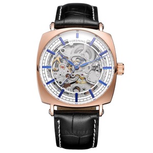 Montre automatique squelette de luxe pour homme Shanghai CHARM 3 ATM, étanche, en cuir véritable, mécanique, cadran carré - Product Image 3
