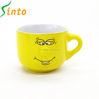Vente en gros de tasses à soupe en céramique émaillée de couleur bon marché en vrac, grande tasse à soupe pour bébé