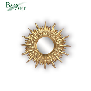 Nhà Máy Phong Cách Châu Âu Kích Thước Lớn Cổ Điển PU Khắc Vàng Hình Bầu Dục Vàng Tường Gương Khung - Product Image 6