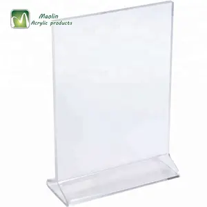 Soporte de mesa triangular transparente, 8,5x11 pulgadas, personalizado, paquete de 6 soportes de acrílico de plástico para restaurante y oficina