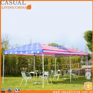 Bendera Amerika 10 "X 20", Kanopi Pop-Up Tenda Pesta dengan Jaring Dinding Gazebo Luar Ruangan