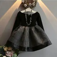 2021 봄 가을 새로운 한국어 패션 달콤한 o-넥 긴 소매 허리 바느질 매력적인 아이 소녀 공주 드레스