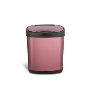 12L rose golden automatic stainless steel home use smart sensor bin garbage dustbin