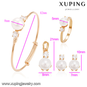 64239 رخيصة الاطفال المجوهرات ، 18k الذهب لؤلؤة مجموعات مجوهرات للأطفال - Product Image 4