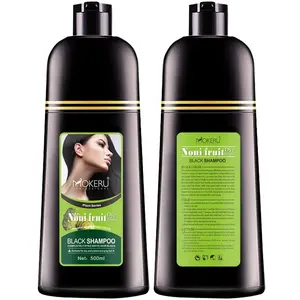 1pc Mokeru 500ML Bottle Fast Dye Only 5 Minutes Noni Plant Essence Black Hair Color Shampoo