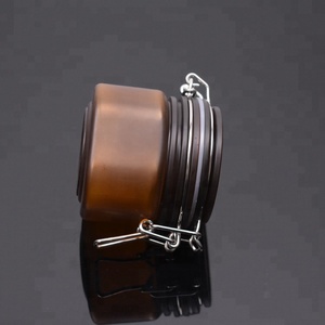 200ml square airtight amber frosted surface opaque plastic jar with metal clasp closure