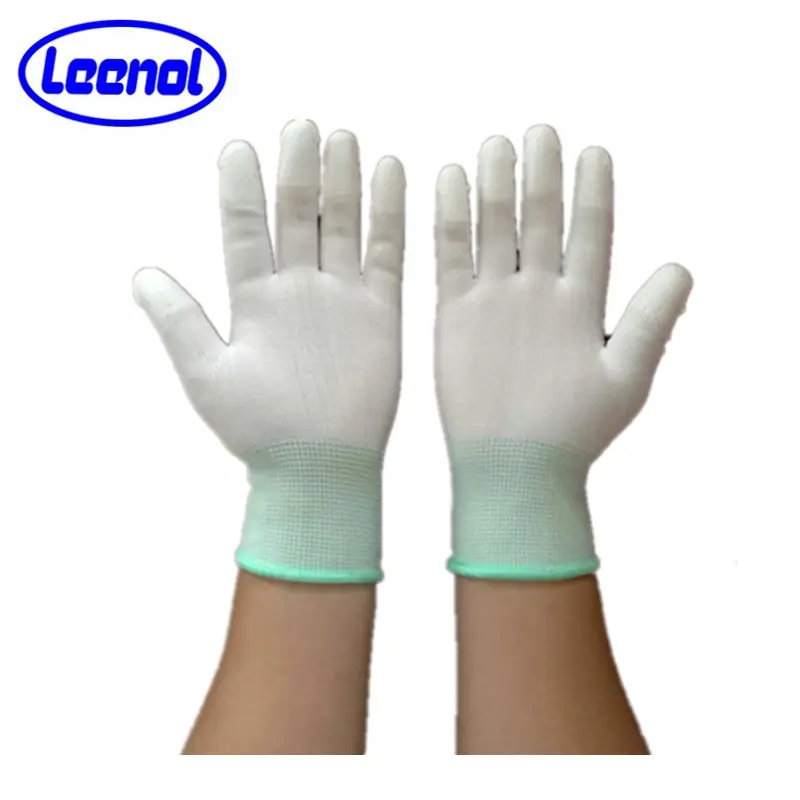 LN-8005F Witte Kleur Top Fit Esd Pu Gecoat Nylon Handschoenen