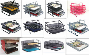 Organizador de Escritorio de Malla Metálica Negra de 3 Niveles para Oficina y Escuela, <span class=keywords><strong>Bandeja</strong></span> para <span class=keywords><strong>Documentos</strong></span>, Organizador de Escritorio con <span class=keywords><strong>Bandeja</strong></span> de Malla Individual - Product Image 5