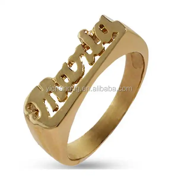 Gold Plated Sterling Silver Script Letters Name Ring with Heart XNR59GP