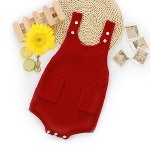 Mameluco de la muchacha del mono del algodón del bebé suéter con bolsillos - Product Image 3