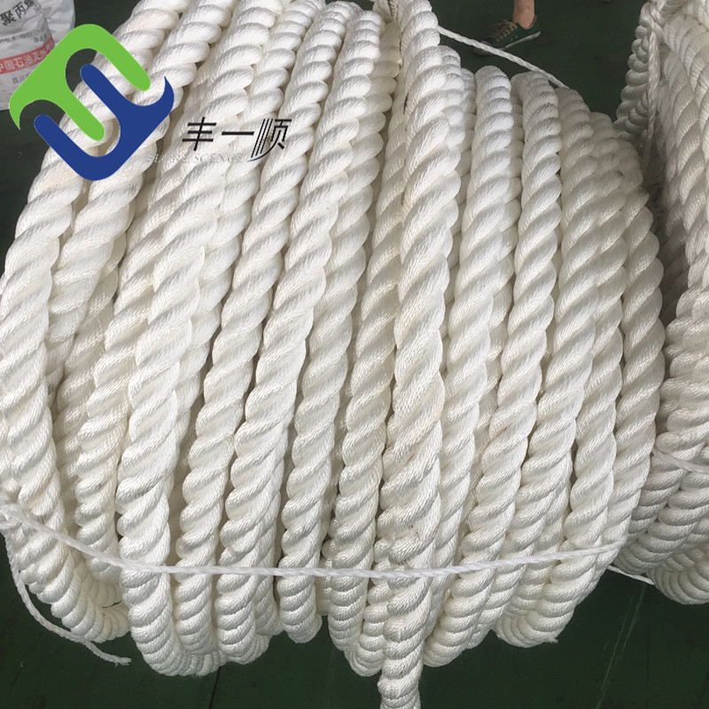 Nylon Fiber 3 Strand Nylon Rope White High Tensile Twisted 20mm