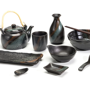 2019 Hotsale negro lavavajillas de porcelana <span class=keywords><strong>vajilla</strong></span> de <span class=keywords><strong>gres</strong></span> negro cena Eco mesa de <span class=keywords><strong>cerámica</strong></span> # - Product Image 1