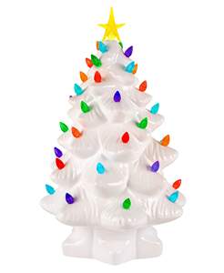 <span class=keywords><strong>Sapin</strong></span> <span class=keywords><strong>de</strong></span> Noël en céramique vintage et nostalgique avec éclairage LED et étoile lumineuse - Product Image 3