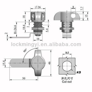 Padlockable विंग घुंडी कैम सिलेंडर कैबिनेट ताला कुंडी ताला के साथ इस्तेमाल किया - Product Image 2