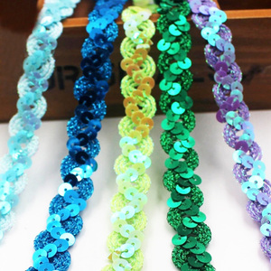 Chất Lượng Tốt Giá Bán Buôn 1.5Cm S Hình Dạng Sóng Màu <span class=keywords><strong>Sequin</strong></span> Đính Cườm Ren <span class=keywords><strong>Trim</strong></span> Cho Trang Phục Sân Khấu - Product Image 3