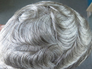 Stock Toupee, Swiss Lace Mens Toupee 1b # Mix 80% Màu Tóc Xám. Vận Chuyển Nhanh Chóng. - Product Image 2